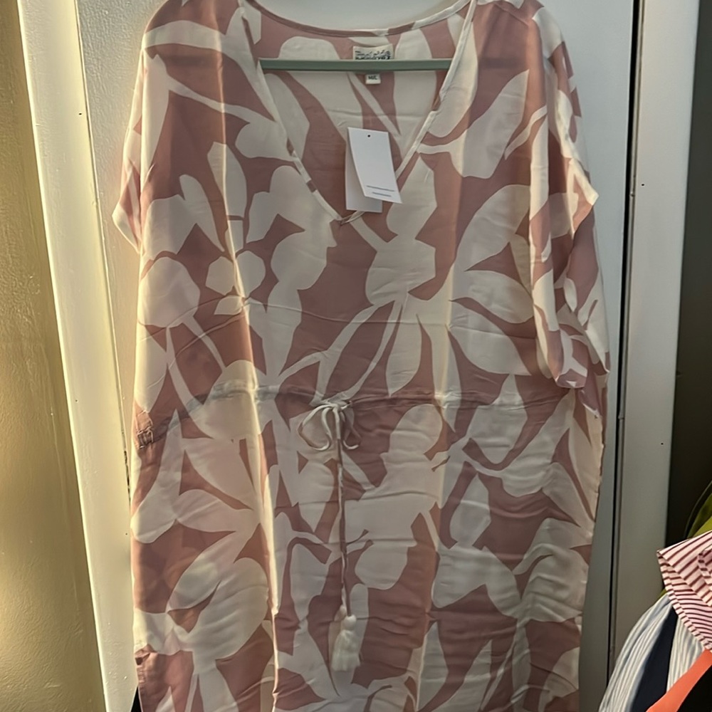 Poolside Paradiso The Islander Coverup Dress, pink and white.